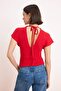 Red Fitted/Bodycon Shirred/Drape Detail Knitted Blouse Twoss25Bz00605 - 4