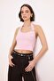 Pembe Boyundan Bağlamalı Kemer Detaylı Fitted/Vücuda Oturan Örme Bluz TWOSS24BZ00580
