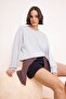 Kar Melanj Oversize/Geniş Kalıp Uzun Kollu 3 İplik Şardonsuz Örme Sweatshirt TWOSS26SW00007