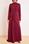 Bordo Şal Detaylı Dökümlü Kumaş Maxi Dokuma Tesettür Abiye TCTSS26DB00013 - 7