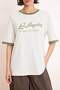Ecru Slogan Oversize/Wide Fit Low Sleeve Short Sleeve 100% Cotton Knitted T-Shirt Twoss26Ts00193 - 3