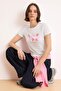 Beyaz Çilek Baskılı Fitted/Vücuda Oturan Baskılı Örme T-Shirt TWOSS25TS00082 - 2