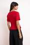 Kırmızı Peplum Reglan Kol Kısa Kollu Aksesuar Detaylı İnterlok Örme Bluz TWOSS26BZ00242 - 4