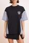Siyah Kalın Pamuklu Oversize/Geniş Kalıp Poplin Detaylı Baskılı Örme T-Shirt TWOSS24TS00005 - 4