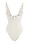 Ecru V-Neck Covered Regular Swimsuit with Cast Accessories Tbess26Ma00063 - 5
