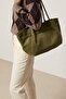 Khaki Suede Women's Medium Shoulder Bag Takss26Oc00003