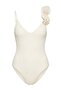 Ecru V-Neck Covered Floral Appliqué Regular Swimsuit Tbess26Ma00051 - 4