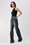 Trendyolmilla Wardrope Essentials Antrasit DÖKÜMLÜ Yüksek Bel Wide Leg Jeans TWOSS26JE00128 - 2