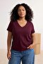 Bordo Pembe 2'li Paket Basic V Yaka %100 Pamuk Örme Büyük Beden T-Shirt TBBSS22TS0705 - 2