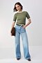 Wardrobe Essentials-Khaki Fitted Truvakar Gathered Modal Premium Knitted Blouse Twoss26Bz00355 - 2