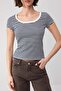 Wardrobe Essentials-Ekru Fitted/Vücuda Oturan Havuz Yaka Ay Kol Yumuşak Örme Bluz TWOSS26BZ00362 - 3
