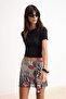 Multicolor Printed Pen Ruffle Detail Normal Waist Tulle Stretchy Knitted Skirt Twoss26Et00143