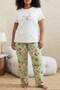 Green Floral Patterned Viscose Soft Knitted Plus Size Pajamas Set Tbbss26Ai00015 - 3