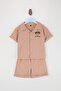 Mink Boy's Cotton Pack Embroidered Shirt-Shorts Textured Knitted Top and Bottom Set Tkdss25Au00119 - 4