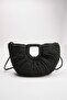 Black Wicker Hand Knitted Women's Medium Size Oval Handbag Takss25Oc00062