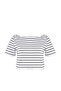 Black-White Asymmetric Collar Crop Boy Short Sleeve Plus Size T-Shirt Tbbss26Bf00005 - 9