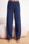 Navy Blue Polka Dot Gathered Asymmetric Cotton Blend Soft Touch Knitted Pajama Set Thmss26Pt00117 - 3