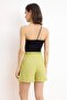 Oil Green Belted Linen Look Short Shorts & Bermuda Twoss26Sr00037 - 4
