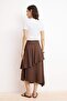Brown Asymmetric Viscose Midi Layered Skirt Twoss26Et00056 - 6