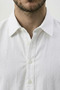 Men's White Half Oversized Shirt Collar Half Button Long Sleeve Linen Shirt - 2
