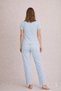 Women's Short-Sleeved Bow-Detail Corded Fabric Pajama Set - 5