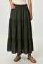 Ruffled Summer Long Skirt Viscose Lrn0008 Khaki - 3