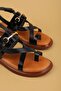 Genuine Leather Vaketa Flip Flops Sandals Crm.501 Black - 3