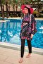 Patterned full coverage hijab swimsuit r2415 - 4