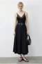 Women's Black Pleated Detailed Midi Length Belted Skirt 0856 60283958