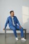 Men's Indigo Long Sleeve Shirt Pants Crinkle Tracksuit Set - 2