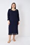 Women's Plus Size Viscose Lycra Navy Blue Dress 7134 - 2