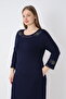 Women's Plus Size Viscose Lycra Navy Blue Dress 7134 - 5