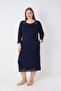 Women's Plus Size Viscose Lycra Navy Blue Dress 7134 - 4