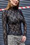 Women's Mock Neck Sheer Long Sleeve Lace Blouse - 4