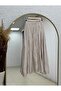 Nalan Crinkle Fabric Kraş Skirt-By5001 Stone - 2