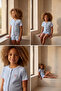 Girl's Mediterranean Cherry Embroidered Buttoned Shorts Pajama Set Blue - 3
