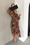 women's skirt layered leopard print chiffon dress NBKKLF2036 - 3