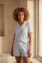 Women's Mediterranean Pajama Set with Pockets and Shorts Blue