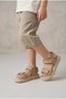 Santos Girls and Boys Double Velcro Genuine Leather Beige Sandals - 7