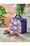 Flower Garden Blue Porcelain Leather Set of Bag Coffee Cups 90 ml - 2