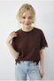 Women's Brown Lace Detailed Crew Neck Oversize T-Shirt 1046 60283955 - 4