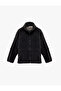 Long Sleeve Stand Collar Pocket Detailed Zippered Oversize Plush Jacket - 4
