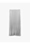 Normal Waist Midi Pleated Satin Skirt - 4