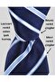 Navy Blue White Blue Striped 7.5 cm Wide Silk Tie - 2