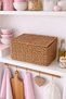 Straw 2-Compartment Lidded Organizer Basket, Modern Straw Basket - 2