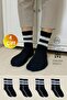 4 Pairs Black Striped College Tennis Socks