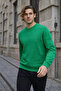 Green Color Men's Crew Neck Sweatshirt - 2