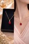 Handmade Red Glass Blackberry Necklace – Stylish Design with Non-Tarnishing Steel Chain