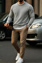 Men's Basic Crew Neck Gray Loose Sweatshirt - 3
