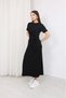 Women's Modal Fabric Side Tie Detailed Black Dress - 4